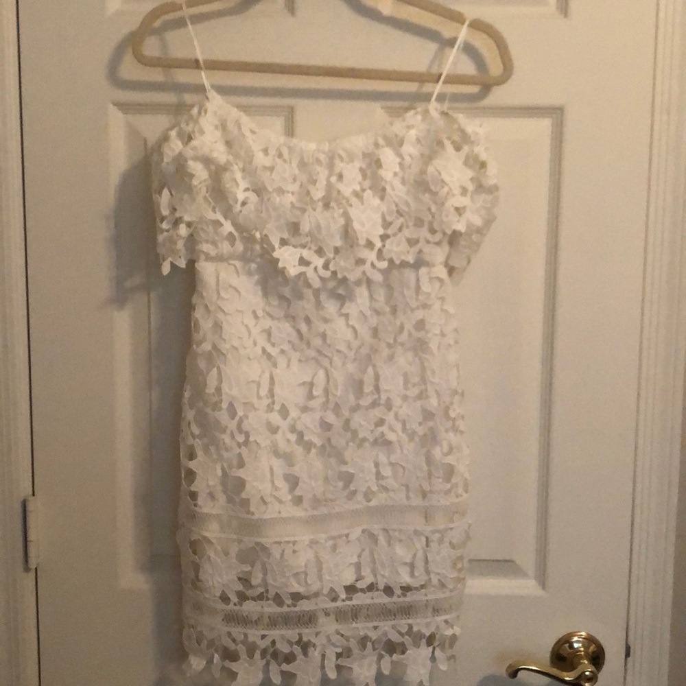 ASTR Strapless Lace Mini Dress